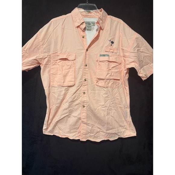 Hook & Tackle Fishing Shirt Vented Short Sleeve Outdoor Palm Tree M - Picture 1 of 8